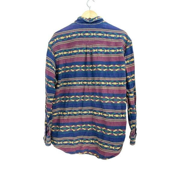 Sero Shirtmakers Western Aztec Button Down Washed Cotton Shacket, Size XL - Picture 6 of 6
